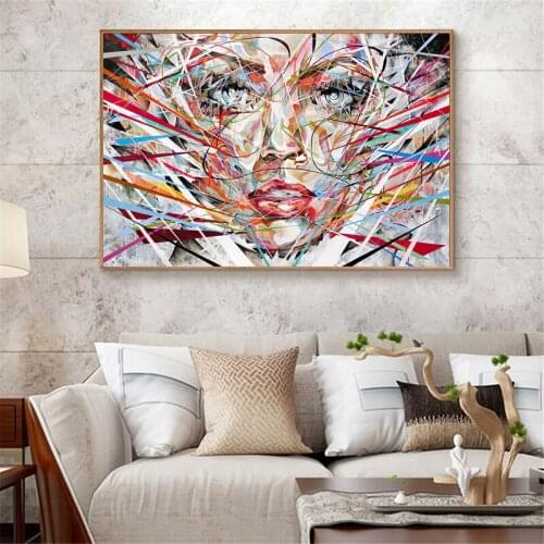 Abstract Colorful Woman Poster Nordic Wall Art Canvas Painting Line Portrait Picture HD Print For Living Room Home Decoration