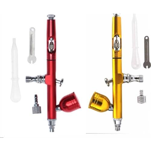Airbrush 0.3mm Spray Gun Red/Gold Mini Metal Paint Sprayers Beauty Double Action Gravity Tool Cake Decorating Tools Car Airbrush