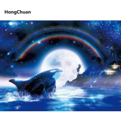 Diamond embroidery, dolphin, 5d diamond painting square, round diamond inlay, rhinestone picture, cross stitch, new year, gift