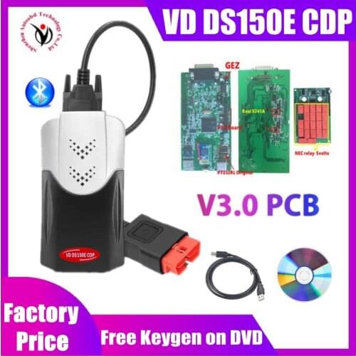 VD TCS CDP Pro with Bluetooth 2016 Keygen V3.0 NEC relays obd2 scanner for delphis vd ds150e cdp car truck OBDII diagnostic tool