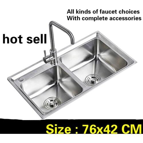 Free shipping Food grade 304 stainless steel hot sell Standard kitchen sink fashion double trough durable 760x420 MM