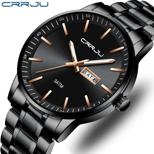 CRRJU New Quartz Watch for men Top Brand Luxury Fashion Business watches Steel Waterproof man SportWristwatch Relogio Masculino