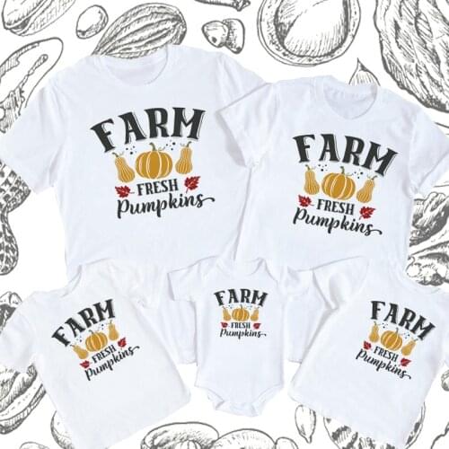 Thanksgiving Dad Mom Baby T-Shirt Clothing for Family Matching Outfits Clothes Mother Daughter Father Son Look Mommy Me Shirt