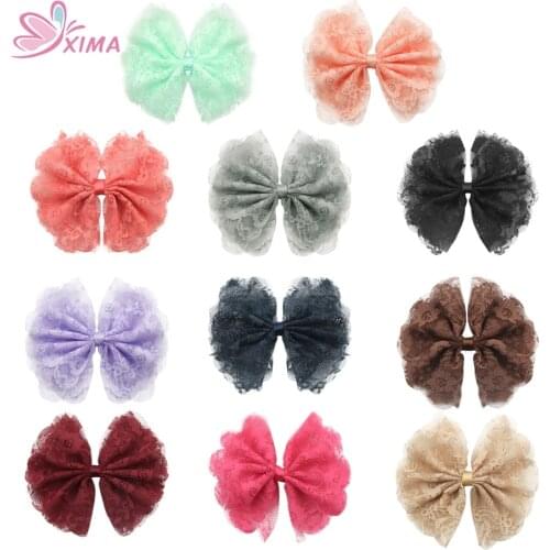 4inch Lace Flower for Girls Lace Bows With Clip for Children Headwear for Kids Accessories 28pcs/lot