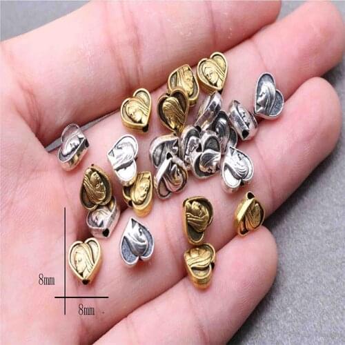 Double-sided peach heart hole beads Maria Medal handmade beaded cross Catholic charm alloy handmade jewelry DIY jewelry