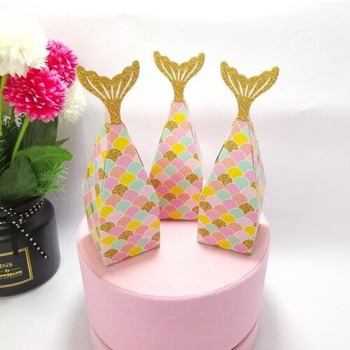 European Fish tail wedding Party Favors candy box Chocolate Paper Gift Box Mermaid Theme Party Decorations Birthday Party Suppli