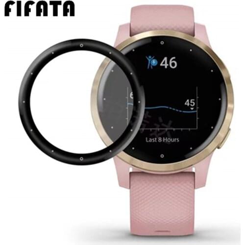 FIFATA 2 Pcs Protective Film For Garmin Vivoactive 4/4S Smart Watch Screen Protector 3D Curved Edge Film Accessories (Not Glass)