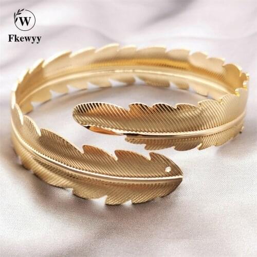 Fkewy Designer Leaves Bracelets High Quality Jewelry Bohemia Bracelets For Women Gold Plated Charm Cuff Bangles Gothic Girl