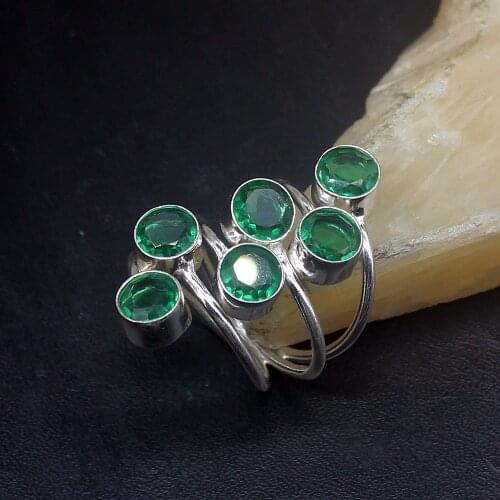 Hermosa Jewelry New Arrival Shiny GreenTopaz Silver Color Wedding Charms Band Ring For Women Men Size 5 HD965