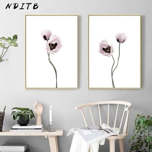 Blossoming Pink Flower Art Poster Nordic Canvas Botanical Print Scandinavian Wall Picture Painting Modern Living Room Decoration