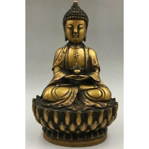 Chinese antiques Fengshui copper ware Amitabha Buddha statue