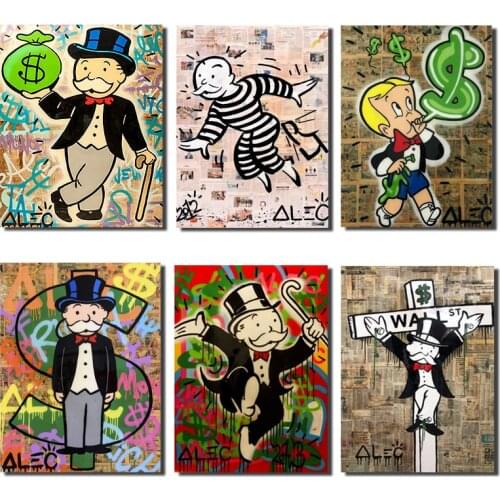Classic ALEC Monopolies Street Artisc Canvas Painting Posters and Prints Wall Art Pictures Living Room Modern Home Decoration