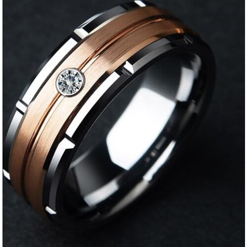Trendy Male Simple Zinc Alloy Inlaid Drill Ring Unique Square Cut Design Rings Party Banquet Birthday Fashion Jewelry For Men