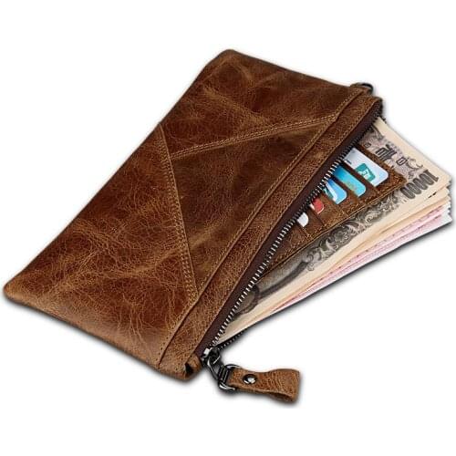 New Men Wallet Clutch Genuine Leather Brand Rfid Cards Wallet Women Organizer Cell Phone Clutch Bag Long Zipper Coin Purse