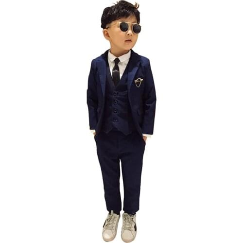 Flower Boys Formal Wedding Dress suit Sets childrens Blazer Pants Vest Outfits Kids Party Prom Piano Performance Costume