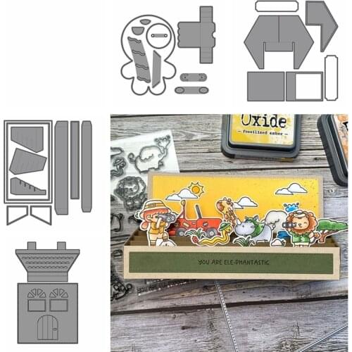 Metal Cutting Dies Flip Fold Door Window House Frame Box for DIY Craft Cards Scrapbooking Making Embossing Dies 2021 New