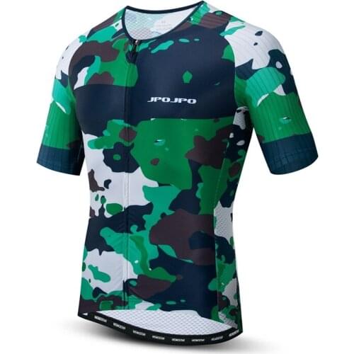 JPOJPO 2019 Summer Mens Cycling Jersey Top Pro Bicycle Clothing Camouflage Bike Jersey Round neck Cycling Shirt Maillot Ciclismo