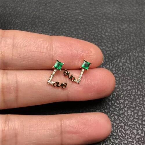 Natural Real Emerald Earring 925 Silver sterling Fine Charm Jewelry for Women Wedding Party Earring