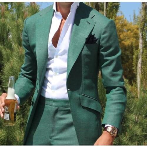 2021 Latest Design Mens Dinner Party Prom Suit Groom Tuxedos Groomsmen Wedding Blazer Suits for men Stylish Green (Jacket+Pants)
