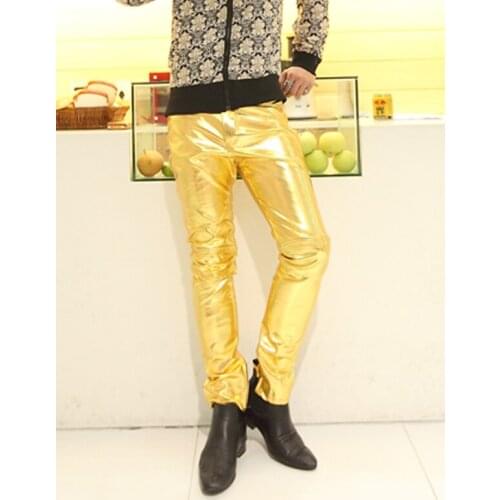 Spring and Autumn New Korean Fashion Personality Leather Pants Training Multi-color Thin Section Street Mens Motorcycle Pants