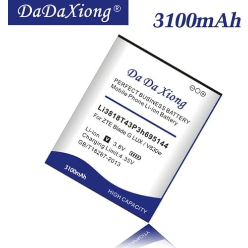 Original Da Da Xiong 3100mAh Li3818T43P3h695144 Battery for ZTE V830w Kis 3 Max for ZTE Blade G LUX Cell Phone Battery