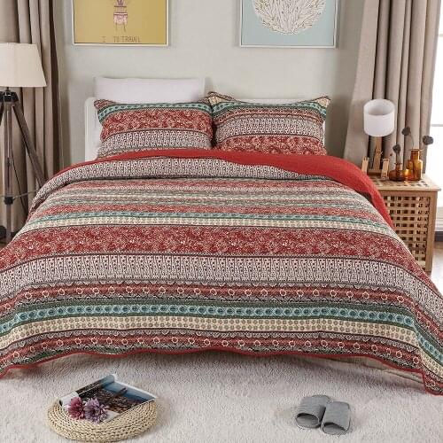 Bohemia Style Bedspread on the Bed Quilts 3PC Quality Cotton Bed Covers Queen Size Coverlet Blanket 4PC Quilted Bedding Set