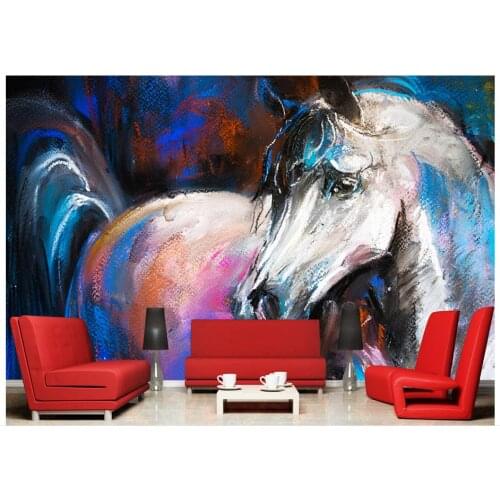 Custom High-end mural 3d wallpaper murals wall HD large painting horses decorated painting background wall painting wall decor