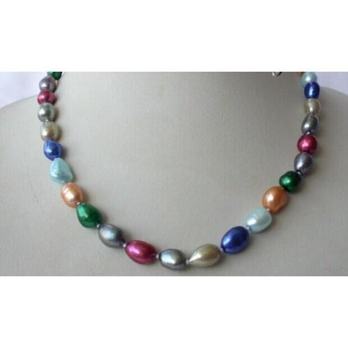 Stunning 11mm baroque multicolor freshwater cultured pearl necklace