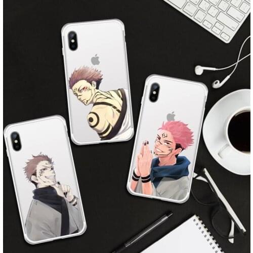 Anime Jujutsu Kaisen Ryomen Sukuna Phone Case Transparent for iPhone 6 7 8 11 12 s mini pro X XS XR MAX Plus cover funda shell