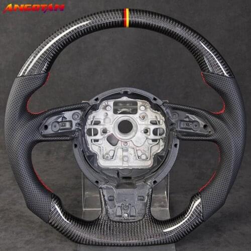 Fit For Audi A6 A7 Steering Wheel LED Carbon Fiber Perforated Leather Sport Wheel