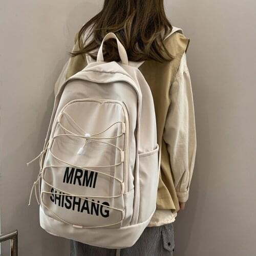 Letter Printed Couple Backpack Women Men Large Capacity School Backpacks for Teens Korean Harajuku Female 15.6 Inch Laptop Bags