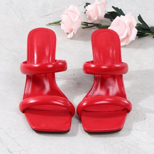 Womens Square Toe Sandals 2021 Summer New Ladies Crystal Fashion Shoes PU Women Sexy Shoe Female High Heels Footwear
