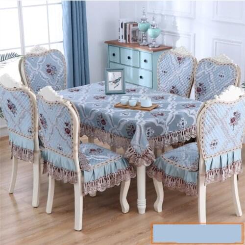 1 Set European Banquet Classic Table Cover Embossed Jacquard Rectanglar Lace Tablecloth For Home Party Table Cloth Chair Cover