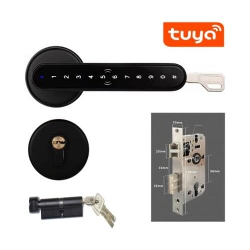 Zinc alloy Smart Password lock Electric code number Lock with Mechanical Key for Intelligent Home Wooden Metal Door