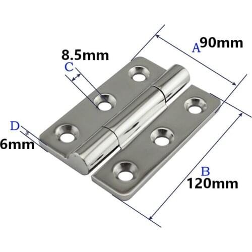 Heavy Duty Stainless steel Bearing Butt Hinge Boat Hinges for Home Door Accessories Caravan RV Deck Cabinet 120x90x6mm 6 holes