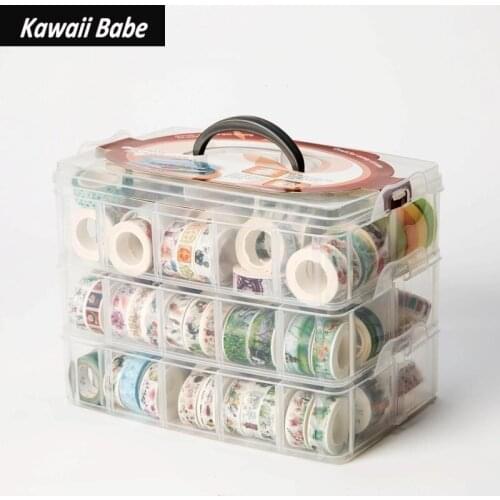 Storage Pencil Pen Box Transparent Desktop Organizer Tape Plastic Desk Storage Box Classification Box School Office Stationery