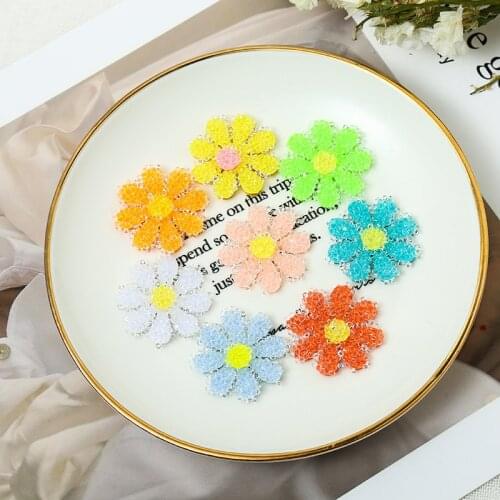 20pcs Small Flower Childrens Hair Clip Handmade DIY Clothes Accessories Resin Ornament Patch Stickers 3D Handmade Appliqued