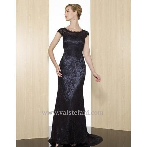 Free shipping школа new arrival maxi womens design long cap sleeve lace elegant party black evening Bespoke Occasion Dresses