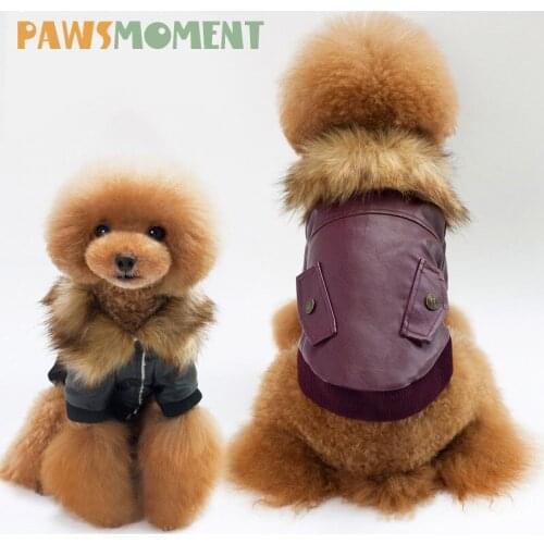 Winter Warm Dog Clothes for Small Dogs PU Coat for French Bulldog Puppy Jacket for Chihuahua Yorkshire Pet Costume Waterproof