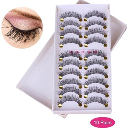 10 Pairs Makeup Handmade Natural Long False Eyelashes Eye Lashes Thick Party Make Up Tool MA