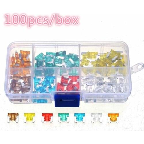 100PCS car fuse Ampere (with box clip classification) automatic blade fuse set truck 5A 7.5A 10A 15A 20A 25A 30A