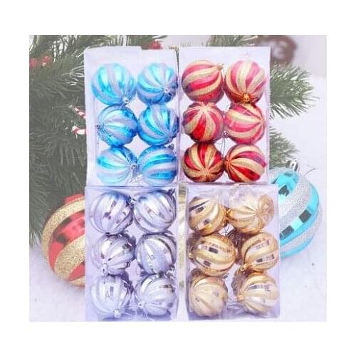 12 pieces 8cm Christmas Balls plastic Baubles Party Christmas Tree Hanging Ornament Decorations