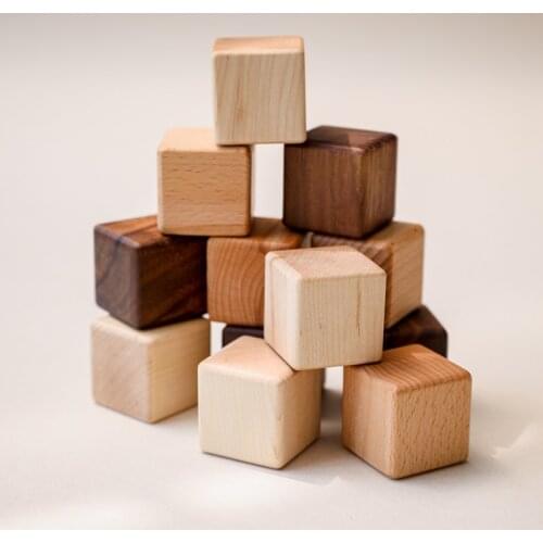 12 pc Custom Baby Montessori Learning Toy Cube Natural Wood Blocks Set Stacking Benefit Intellectual Toy Newborn Gift