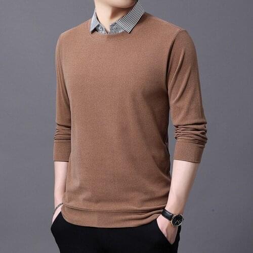 2020 Winter Mens Long Sleeve T-shirts With Collar Oversize Stretch Black Plush Blouse Claret Shirt Plain Male Pullover Burgundy