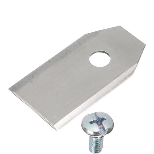 60pcs 35*18*0.75mm High Cutting Speed Silver Titanium CoatedStainless Steel Trimmer Blade Replacement for Lawn Mower with Screws