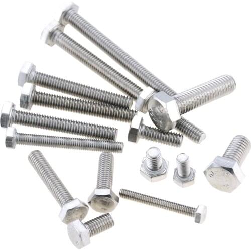 A2-70 304 Stainless Steel M3 M4 M5 M6 M8 M10 M12 Metric Thread DIN933 External Outside Hex Hexagon Head Cap Screw Bolt L=8-150mm