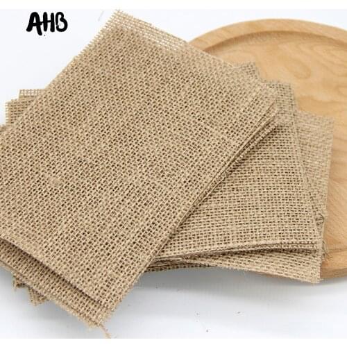 AHB 100% Natural Jute Round/Square Thick Fabric For Vintage Table Mat DIY Craft Patchwork Material Canvas DIY Handmade Materials