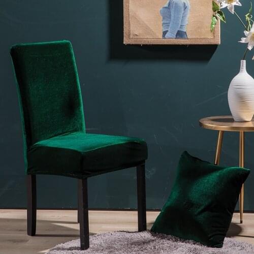 Airldianer Velvet Stretch Chair Cover Dining Slipcovers Solid Color Spandex Plush Chair Covers Protector For Home Dining Room