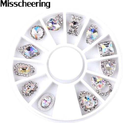 1 Pcs Diamond Nail Rhinestones Alloy Nail Wheel White AB Crystal Glitter Special Drill Luxurious Nails Accessoires