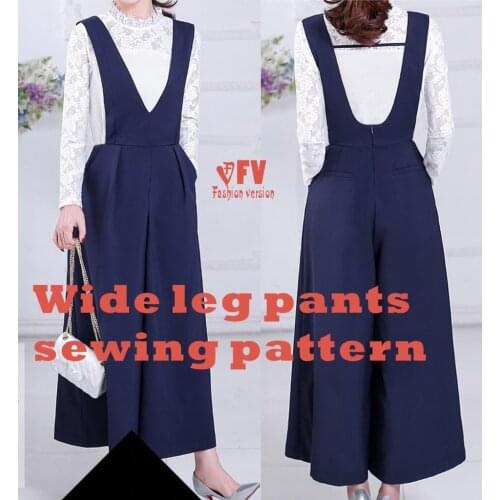 Wide leg trousers Pants sewing pattern The trousers pattern(Not the pants) elastic BCK-33